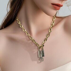 18K Gold-Plated Necklace with Authentic Louis Vuitton Padlock